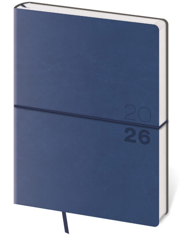 PRINT POP (matná koženka) - Týždenný diár B6 Flexio tmavo modrý s gumičkou