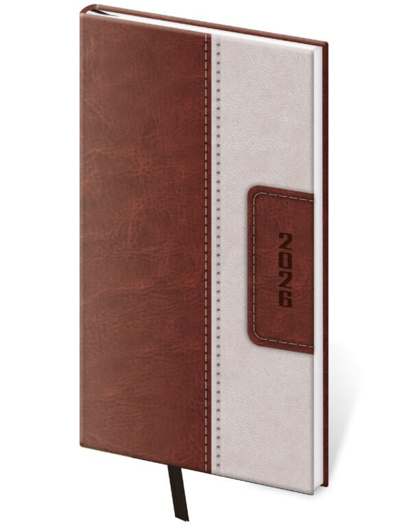 Diáre 2026, pracovné diáre - Vreckový diár Classic hnedo/béžový