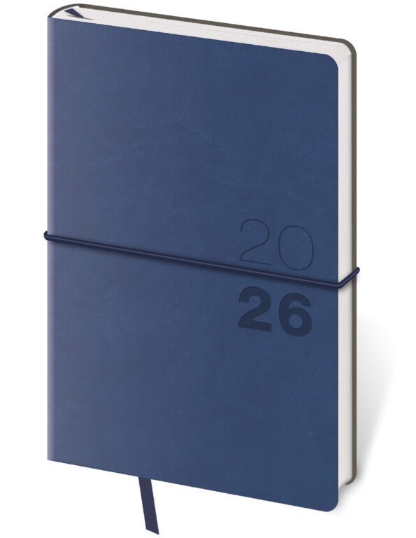 Koženkové - Vreckový diár Flexio tmavo modrý s gumičkou