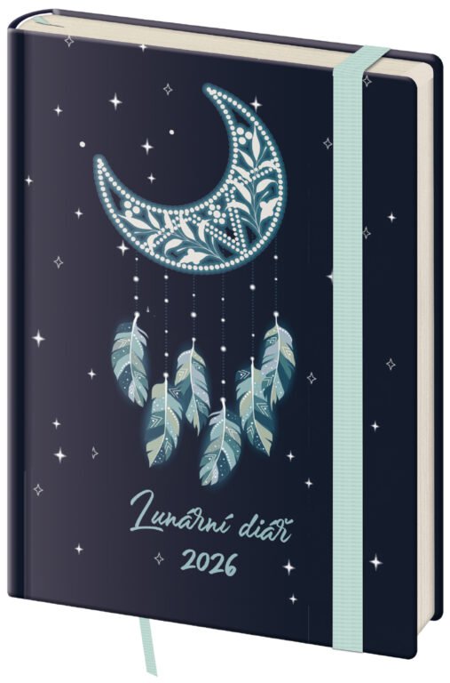 FLIP (s vyměnitelnou náplní) - Týdenní diář B6 Lunární Dream s gumičkou