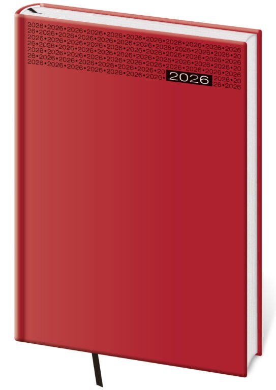 PRINT POP (matná koženka) - Týždenný diár B5 Gommato červený