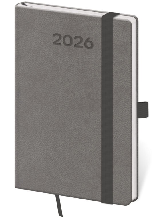 Diáre 2026, pracovné diáre - Vreckový diár Print Pop šedý