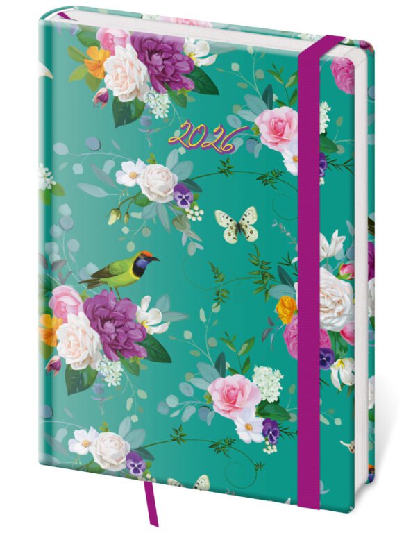 PRINT POP (matná koženka) - Denný diár A5 Vario Romance s gumičkou