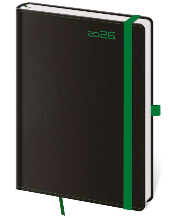 Týždenný diár B6 Black Green s pútkom