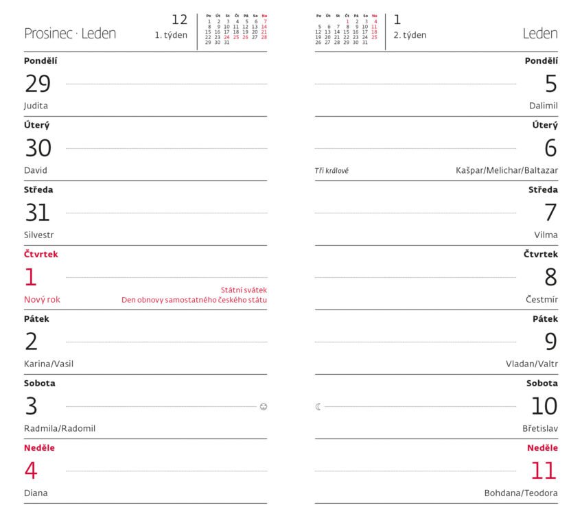 TORINO (celoplastové desky) - Čtrnáctidenní diář Torino modrý