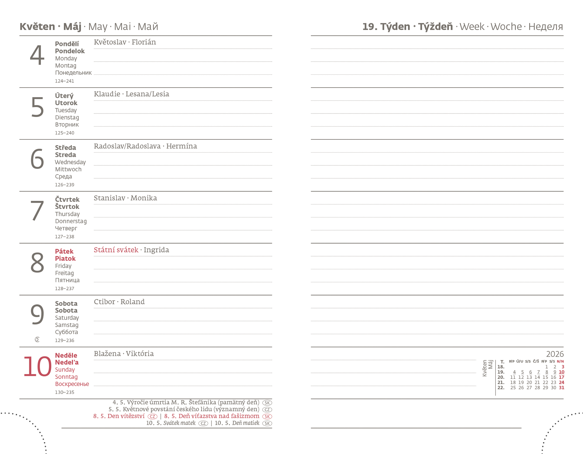 Autorské diáře Blanky Matragi - Kapesní diář Vario Matragi Red s gumičkou