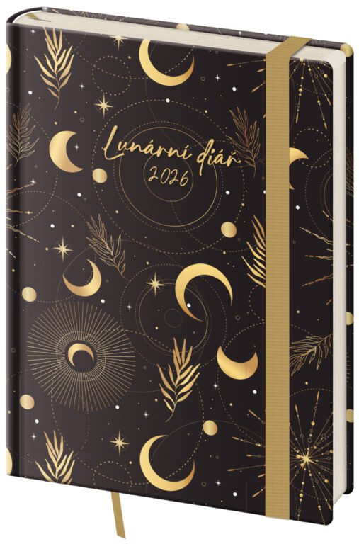 FLIP (s vyměnitelnou náplní) - Týdenní diář B6 Lunární Luna s gumičkou