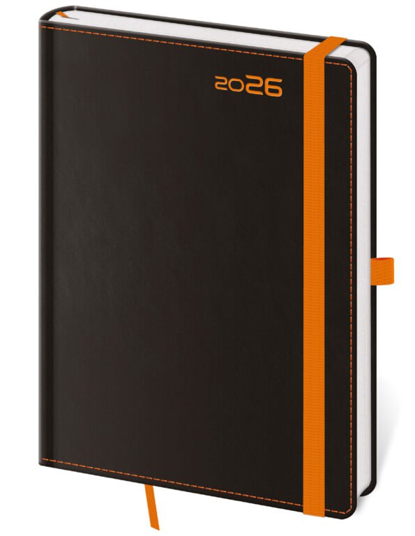Týždenný diár B6 Black Orange s pútkom