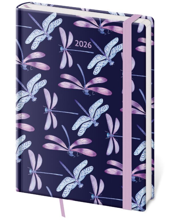 PRINT POP (matná koženka) - Týždenný diár A5 Vario Dragonfly s gumičkou