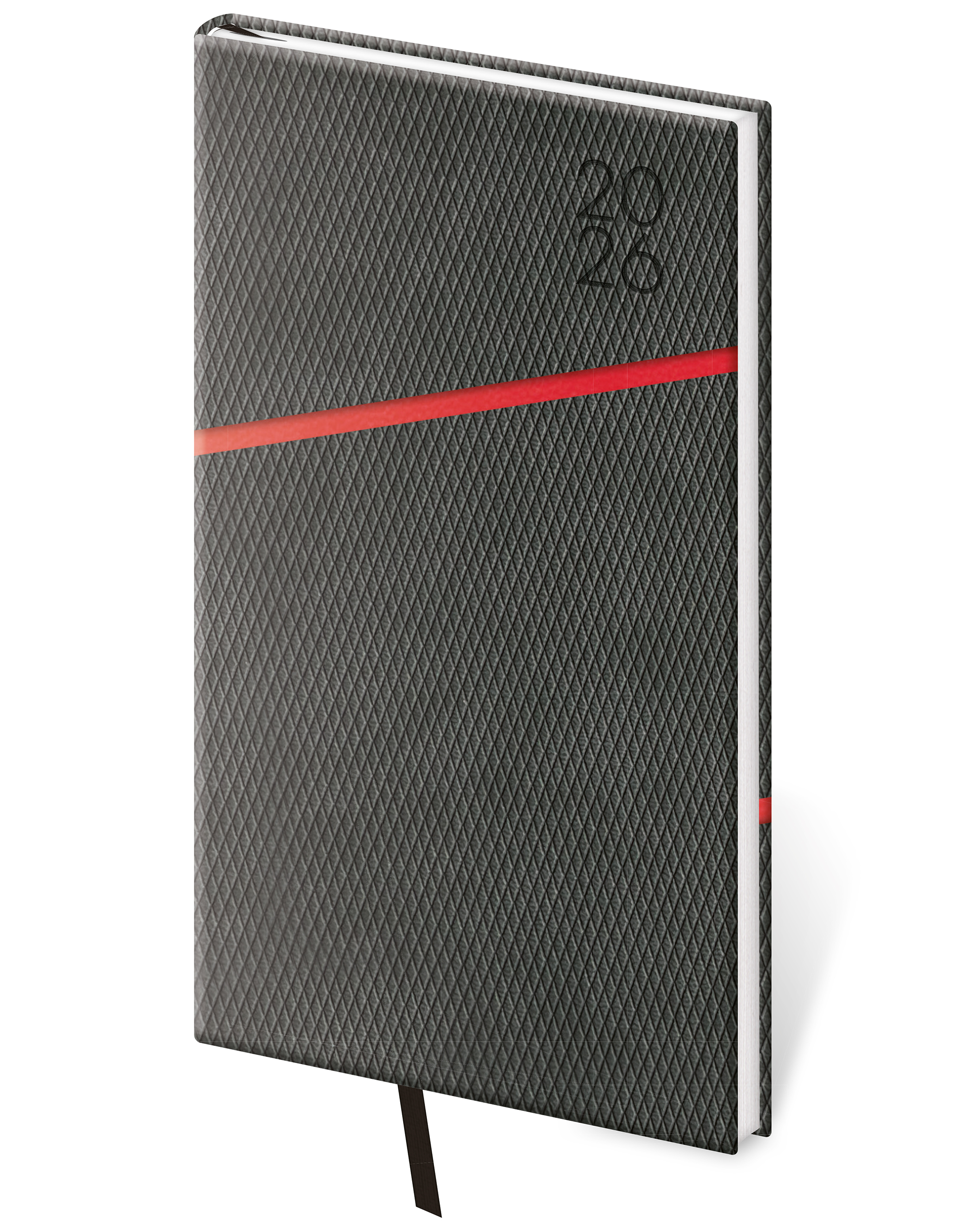 Koženkové - Vreckový diár Grife šedo/červený