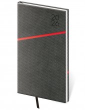 Diáre 2026, pracovné diáre - Vreckový diár Grife šedo/červený