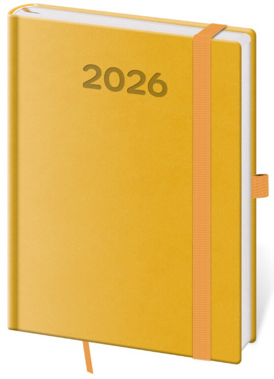 PRINT POP (matná koženka) - Denný diár B6 Print Pop žltý