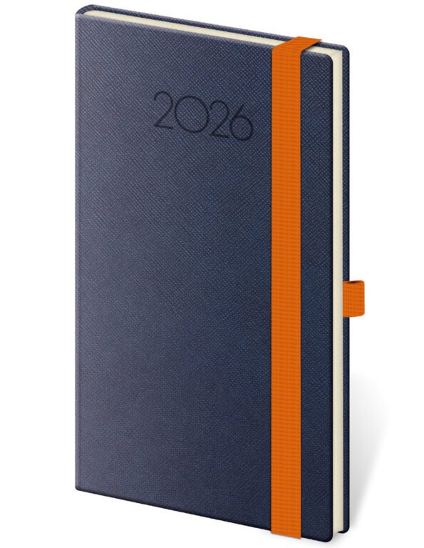 Koženkové - Vreckový diár New Praga modrý s gumičkou