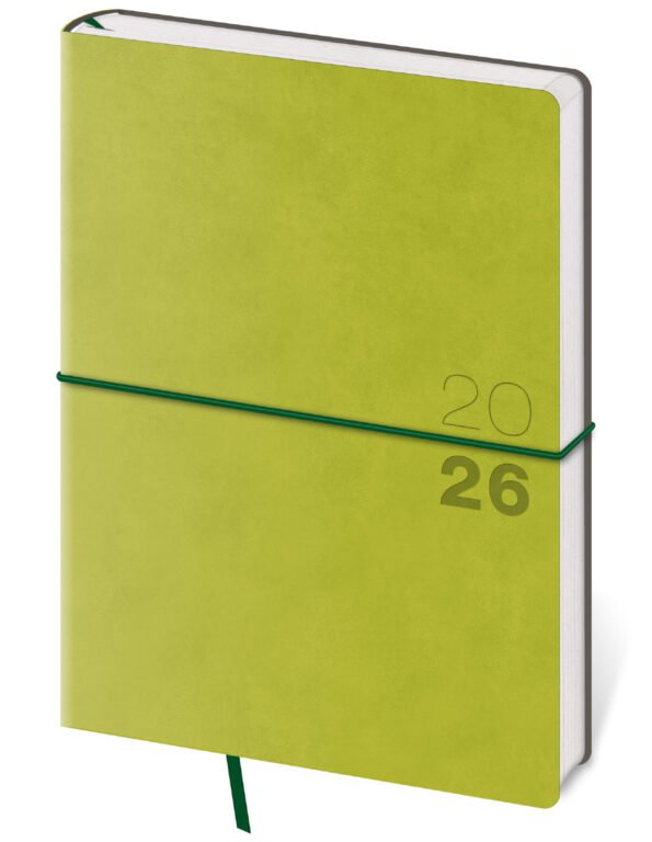 FLIP (s vyměnitelnou náplní) - Denní diář A5 Flexio zelený s gumičkou
