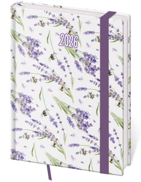 PRINT POP (matná koženka) - Denný diár B6 Vario Lavender s gumičkou