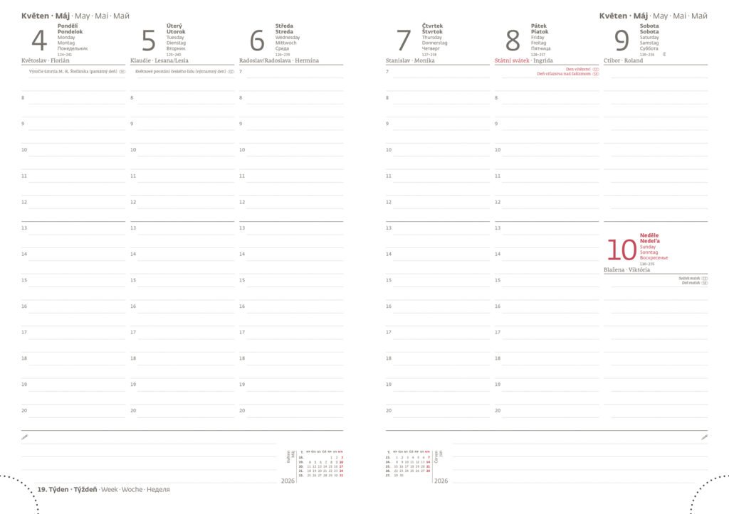 Diáre 2026, pracovné diáre - Týždenný diár B5 Print Classic modrý