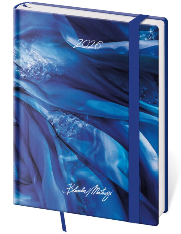 PRINT POP (matná koženka) - Týždenný diár B6 Vario Matragi Blue s gumičkou