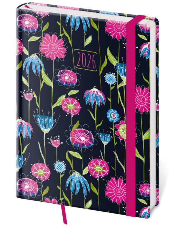 PRINT POP (matná koženka) - Denný diár A5 Vario Fragrance s gumičkou