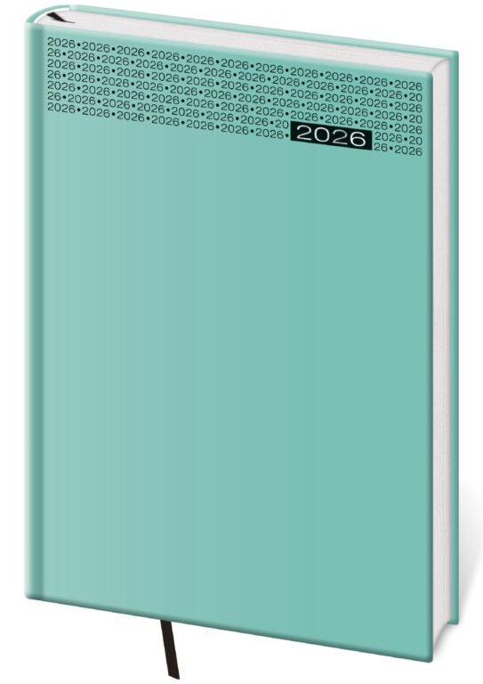 PRINT POP (matná koženka) - Týždenný diár A5 Gommato tyrkysový