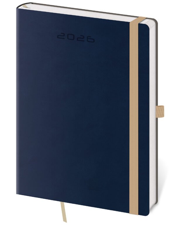 FLIP (s vyměnitelnou náplní) - Denní diář A5 Flexies tmavě modrý s poutkem