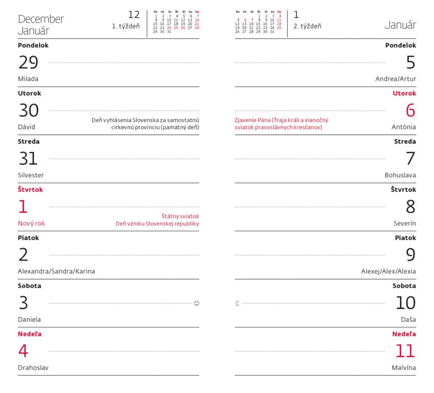 Diáre 2026, pracovné diáre - Dvojtýždňový diár Torino čierny