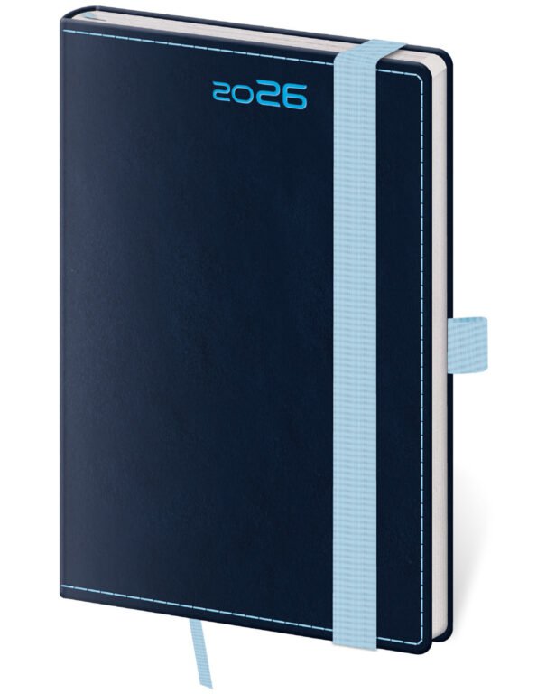 Koženkové - Vreckový diár Double Blue s pútkom