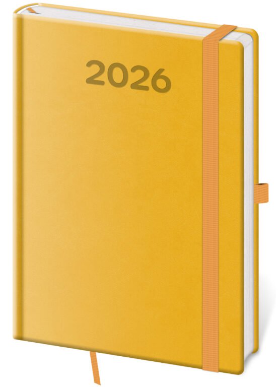 Diáre 2026, pracovné diáre - Denný diár A5 Print Pop žltý