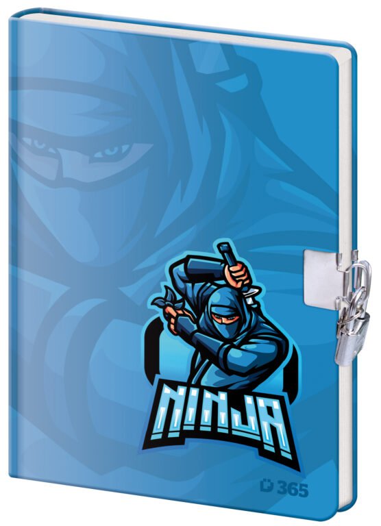 Denníky, nedatované diáre, zápisníky - Pamätník 13x18 cm so zámkom -  Ninja