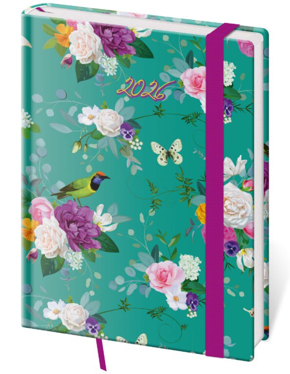 Diáre 2026, pracovné diáre - Denný diár B6 Vario Romance s gumičkou