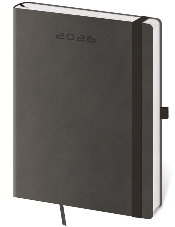FLIP (s vyměnitelnou náplní) - Týdenní diář B6 Flexies tmavě šedý s poutkem