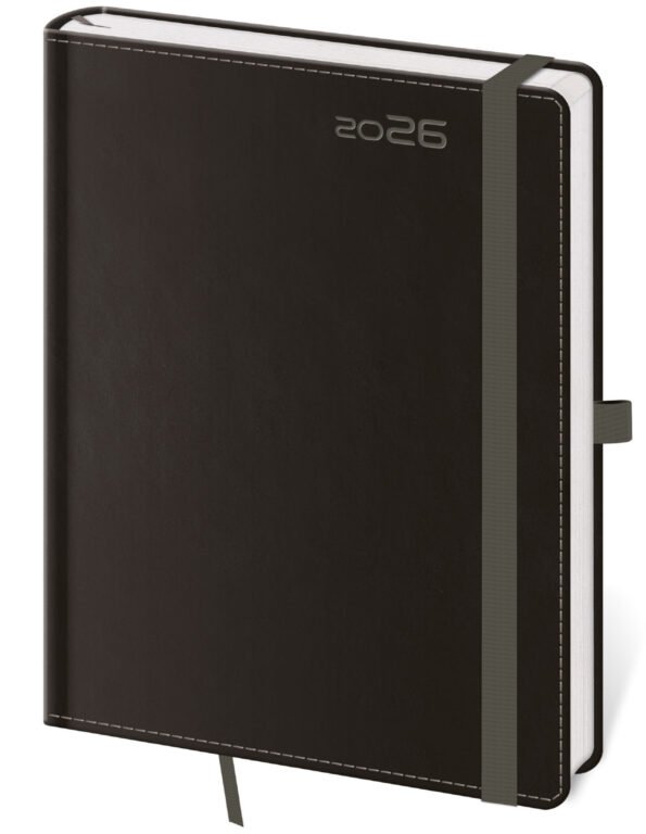 FLIP (s vyměnitelnou náplní) - Denní diář A5 Double Black s poutkem