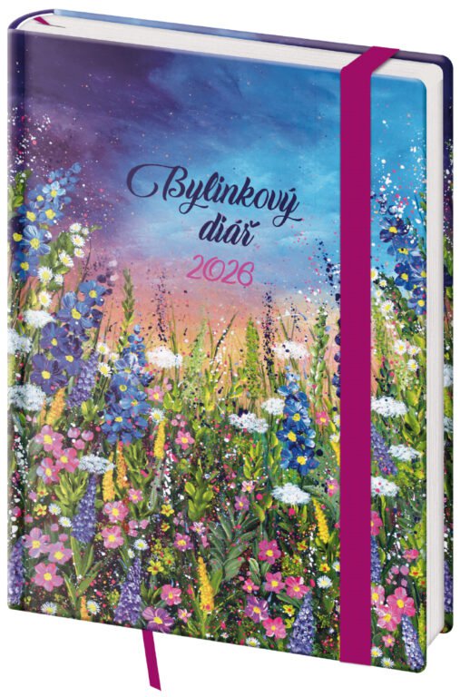 FLIP (s vyměnitelnou náplní) - Týdenní diář B6 Bylinkový Meadow s gumičkou