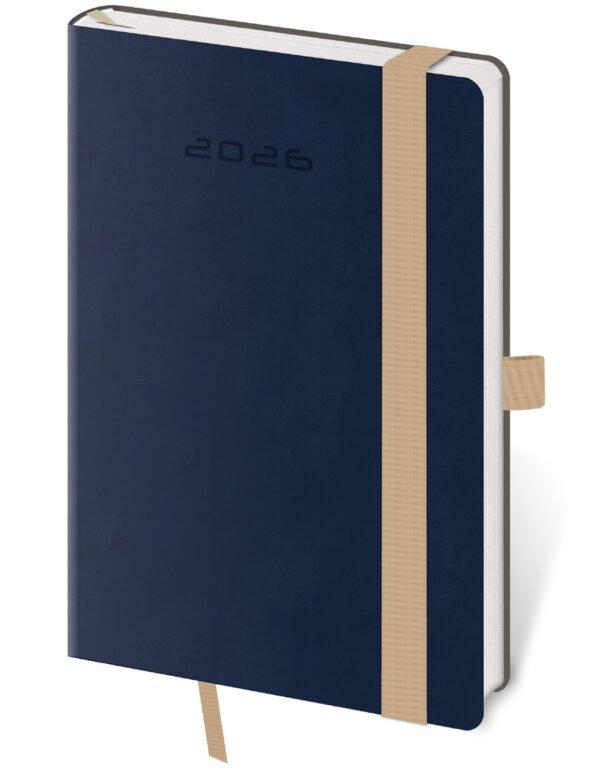 Diáre 2026, pracovné diáre - Vreckový diár Flexies tmavo modrý s pútkom