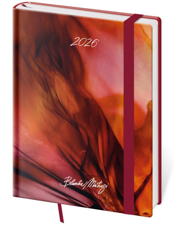 PRINT POP (matná koženka) - Týždenný diár B6 Vario Matragi Red s gumičkou