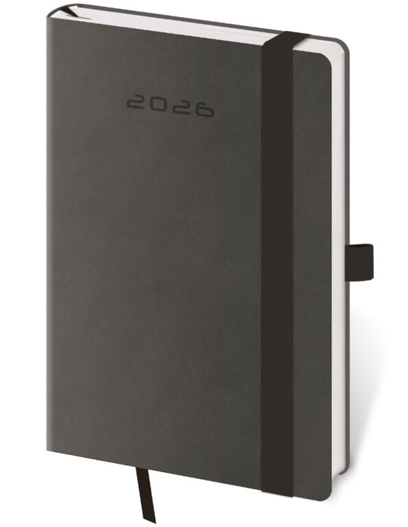 FLIP (s vyměnitelnou náplní) - Kapesní diář Flexies tmavě šedý s poutkem