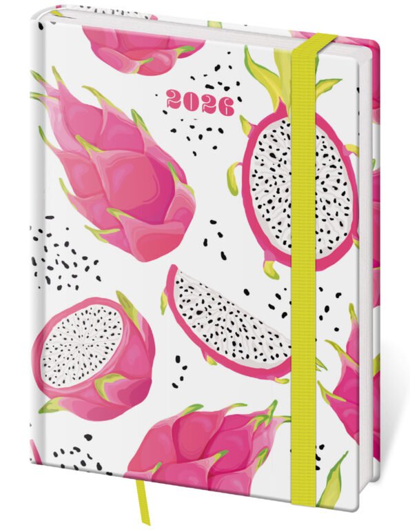 PRINT POP (matná koženka) - Týždenný diár B6 Vario Pitaya s gumičkou