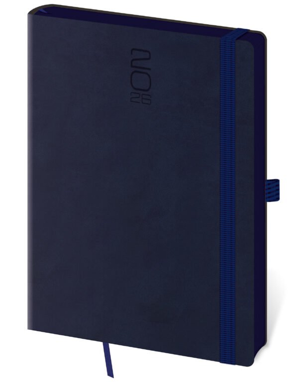 Denní diář A5 Memory tmavě modrý s gumičkou