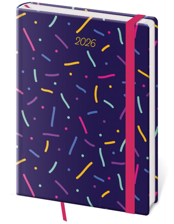 PRINT POP (matná koženka) - Týždenný diár A5 Vario Sprinkles s gumičkou