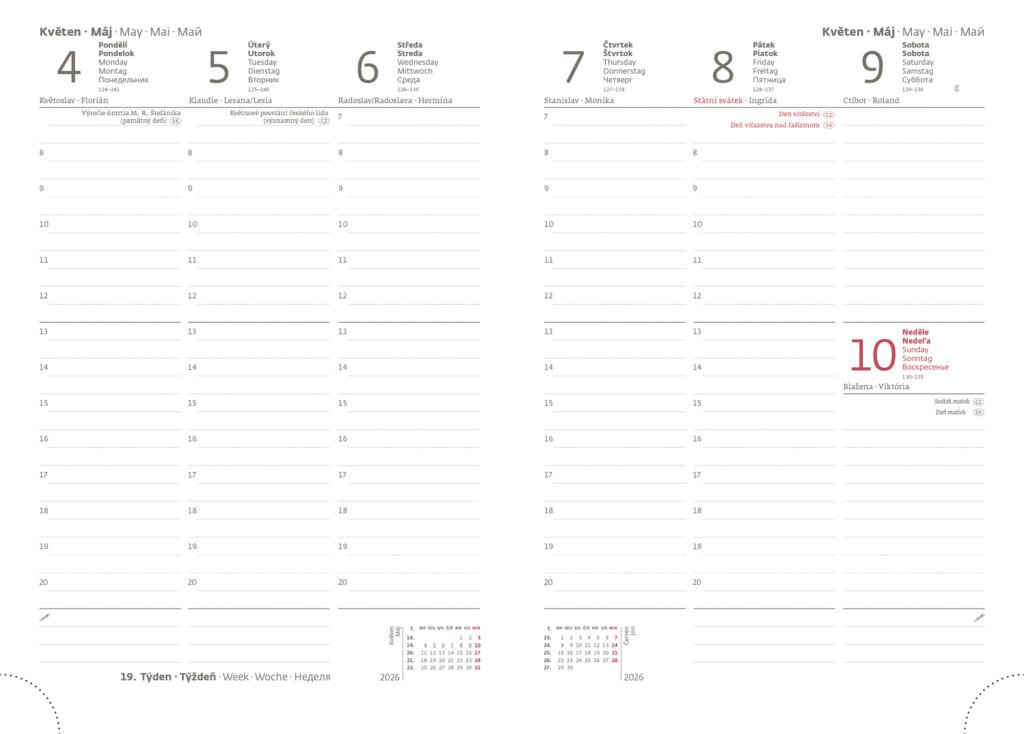 Diáre 2026, pracovné diáre - Týždenný diár A5 Vario Sprinkles s gumičkou
