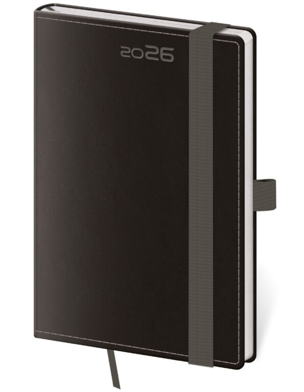 Diáre 2026, pracovné diáre - Vreckový diár Double Black s pútkom