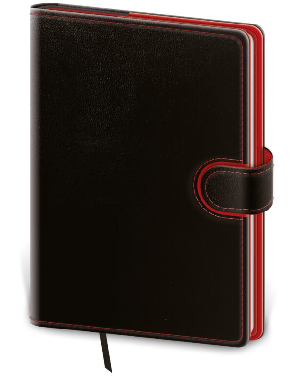 PRINT POP (matná koženka) - Denný diár B6 Flip čierno/červený