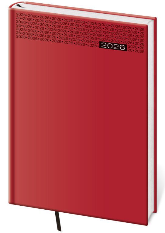 PRINT POP (matná koženka) - Denný diár A5 Gommato červený