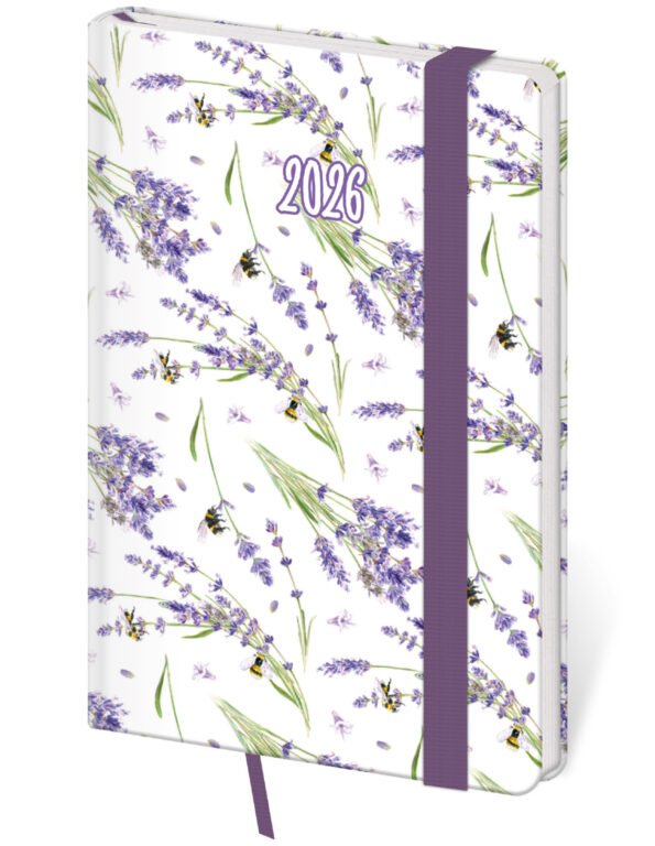 Koženkové - Vreckový diár Vario Lavender s gumičkou