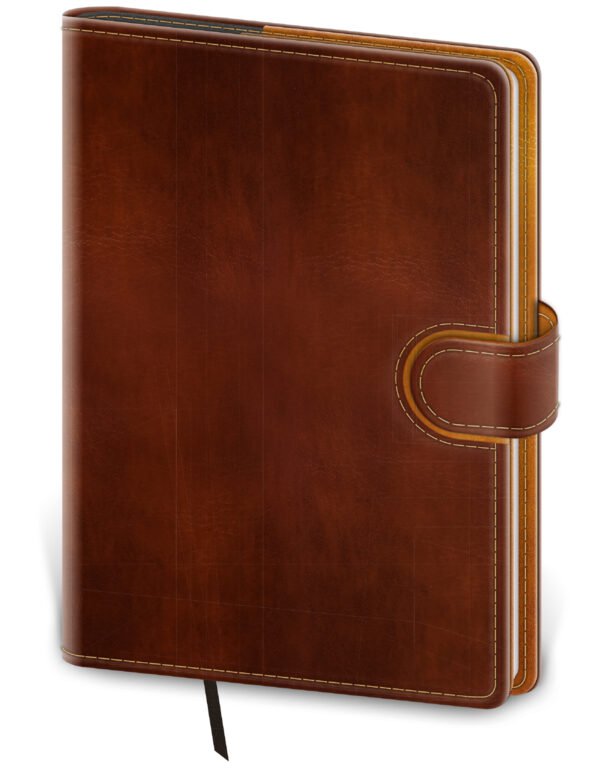 PRINT POP (matná koženka) - Denný diár A5 Flip hnedo/hnedý