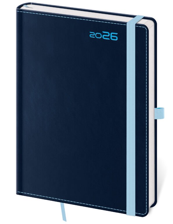 FLIP (s vyměnitelnou náplní) - Týdenní diář B6 Double Blue s poutkem