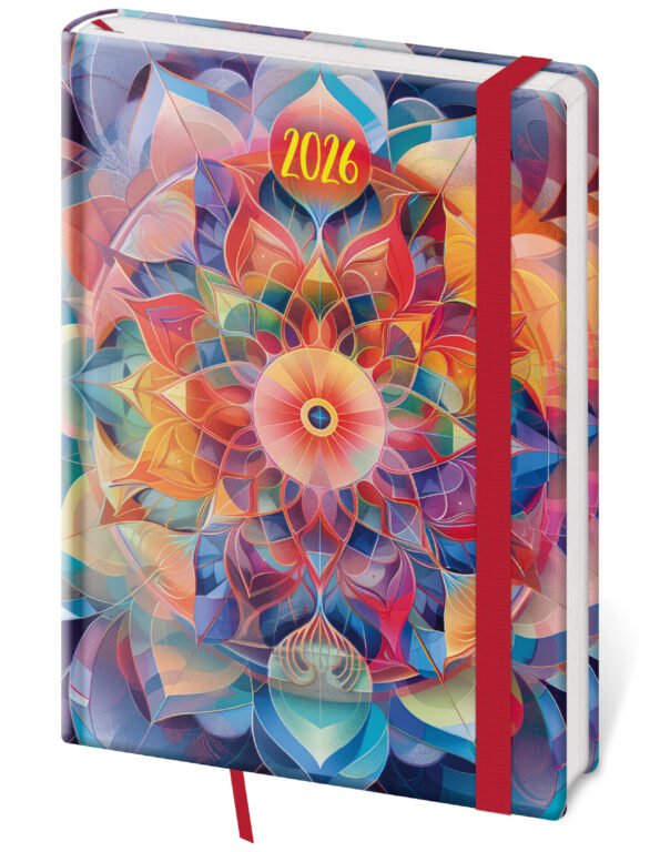 PRINT POP (matná koženka) - Denný diár A5 Vario Kaleidoscope s gumičkou