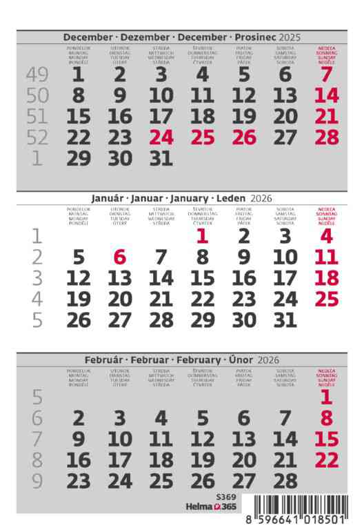 Stolové kalendáre 2026 - MINI trojmesačný kalendár