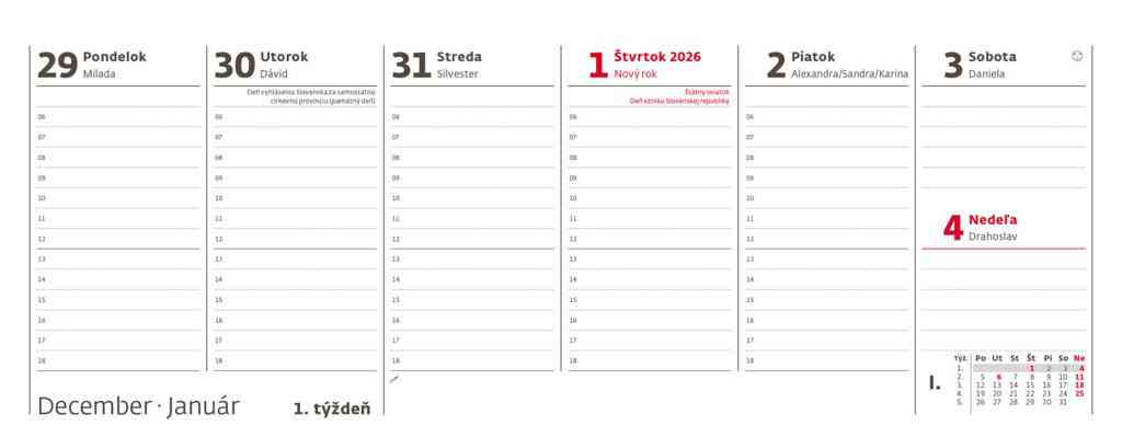 Stolové kalendáre 2026 - Poznámkový kalendár