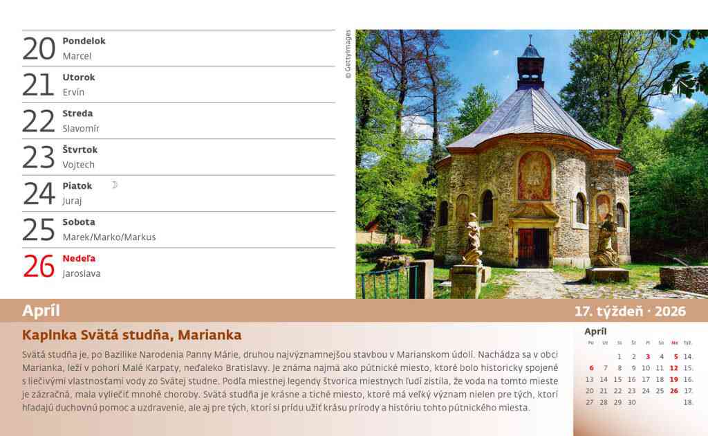 Stolové kalendáre 2026 - Kalendár 55 turistických NAJ Slovenska