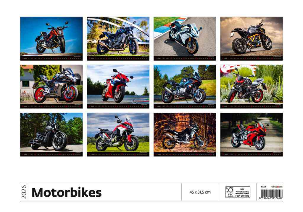Wall calendars 2026 - Calendar Motorbikes